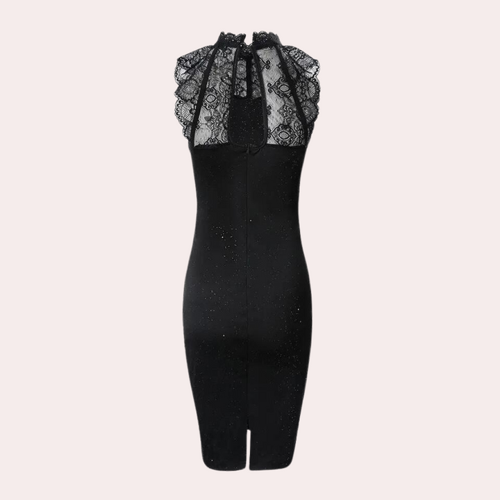 Damen Schwarz Paillettenkleid | Mini