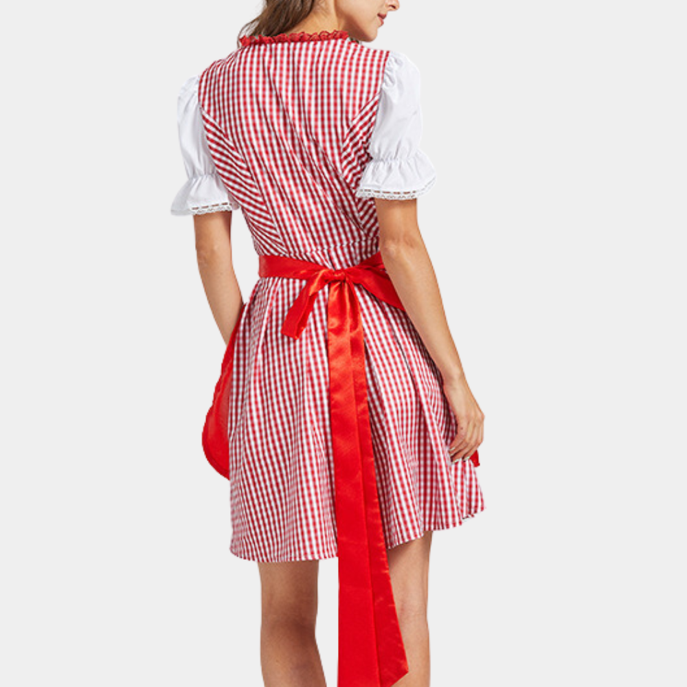 Damen Elegantes Rotes Oktoberfest Dirndl Kleid