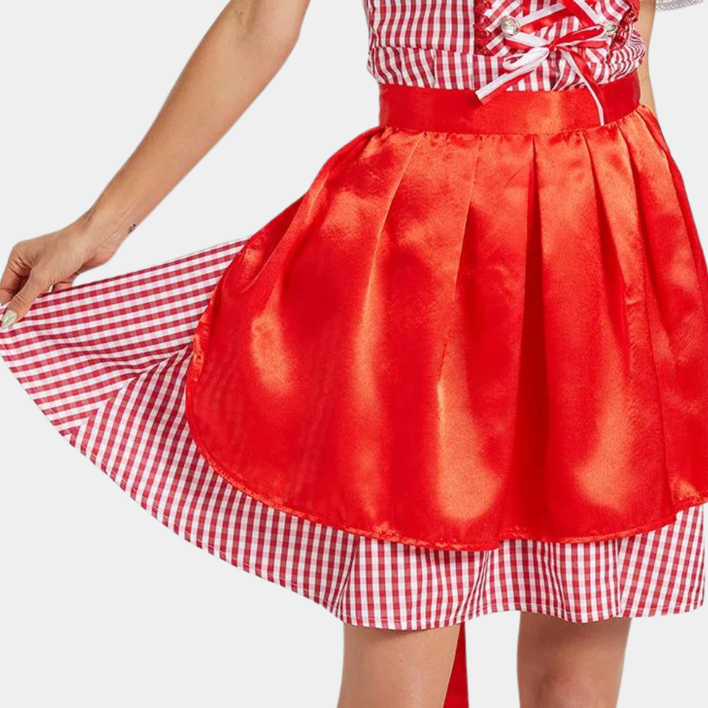 Damen Elegantes Rotes Oktoberfest Dirndl Kleid
