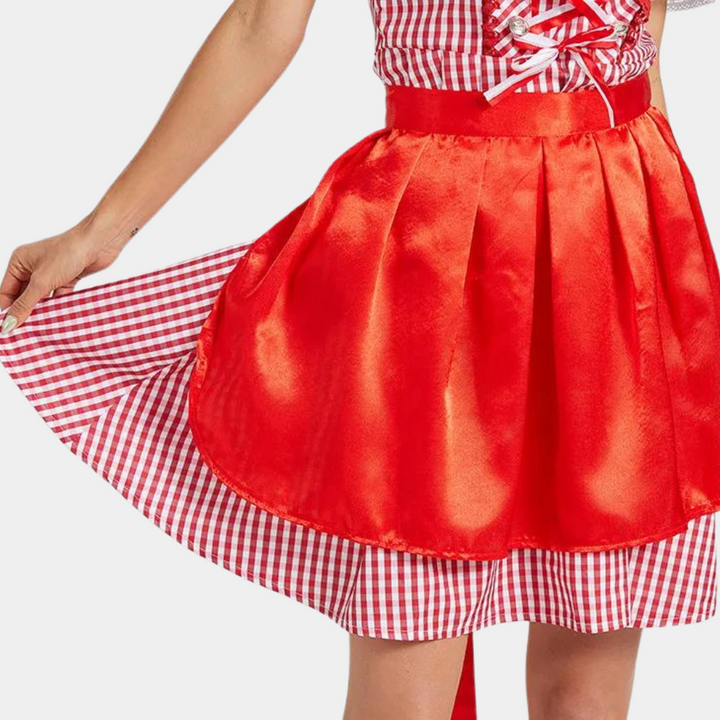 Damen Elegantes Rotes Oktoberfest Dirndl Kleid