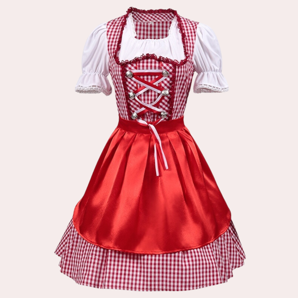 Damen Elegantes Rotes Oktoberfest Dirndl Kleid