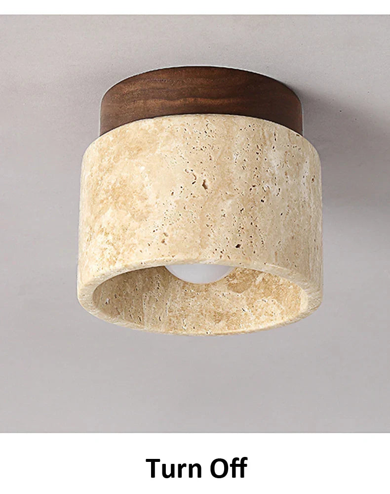 Rustikale Eleganz mit der NaturLicht Deckenleuchte aus Stein und Holz.