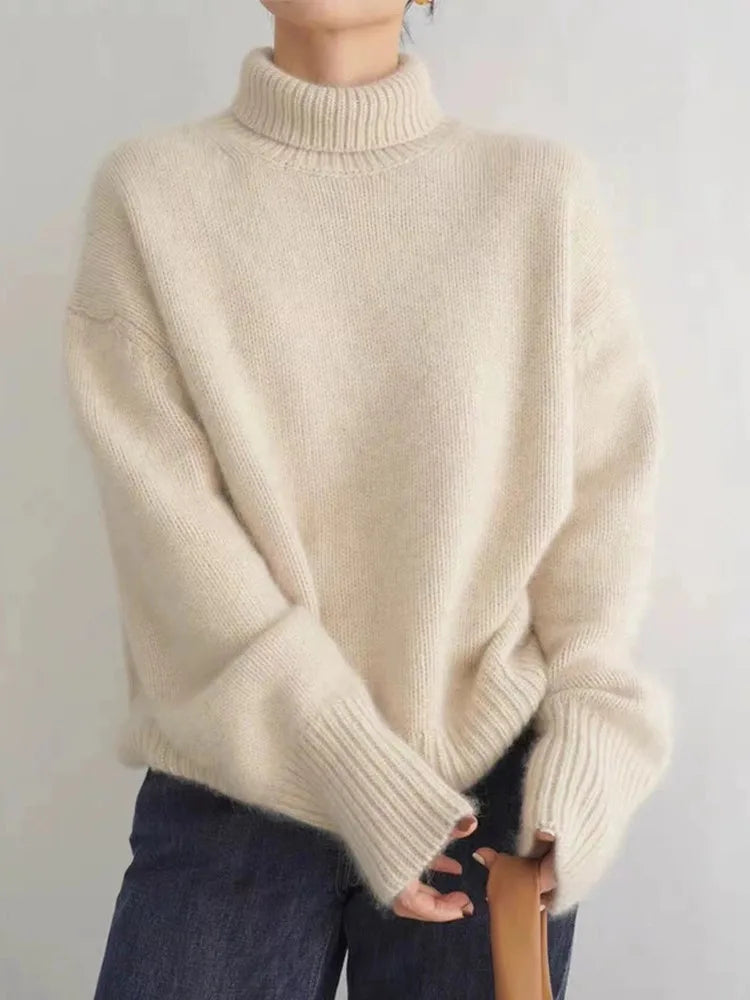 Damen Klassischer Rollkragen Pullover | Übergröße