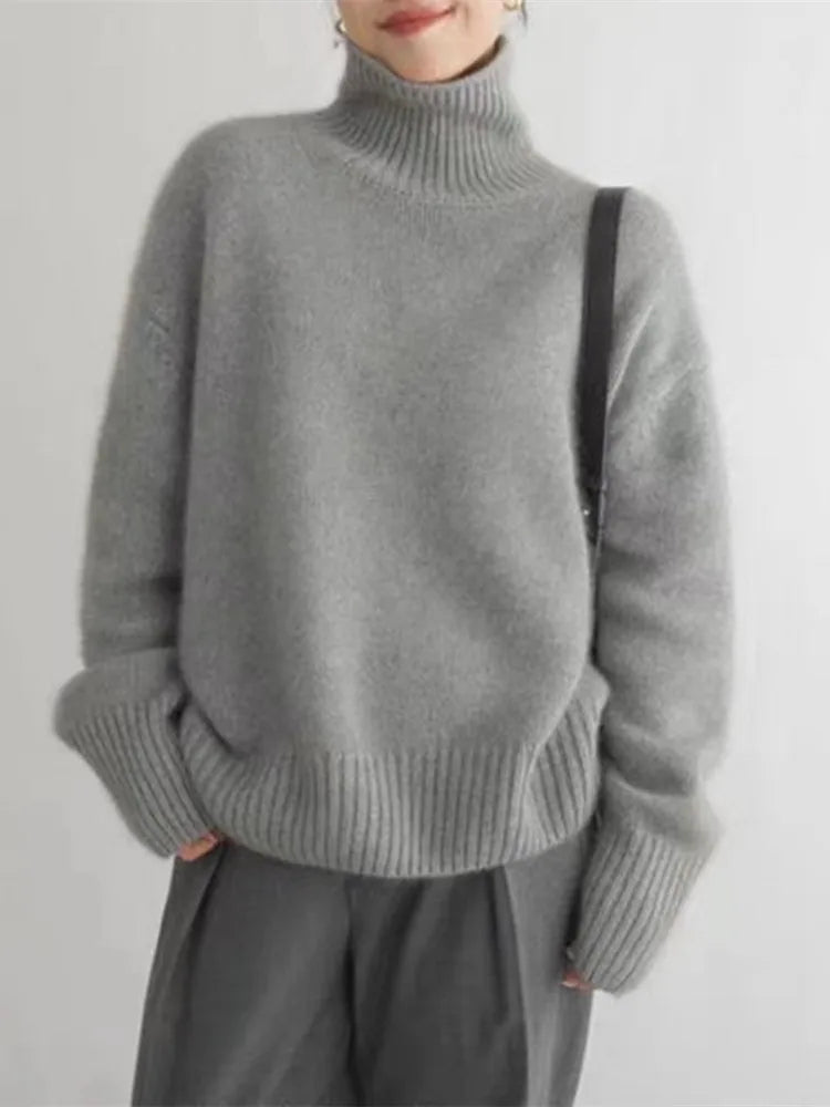 Damen Klassischer Rollkragen Pullover | Übergröße