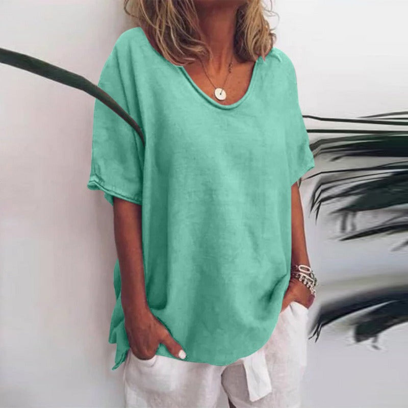 Locker Sitzende Sommerbluse Für Damen | Kurzarm