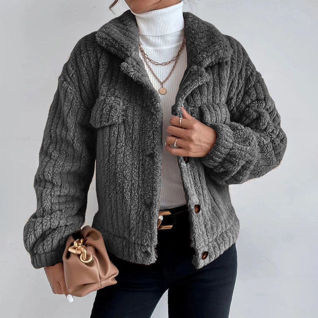 Damen Stilvoll Teddy Jacke | Warme