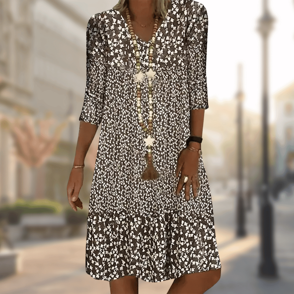 Damen 3/4 Ärmel Freizeitkleid | Mini