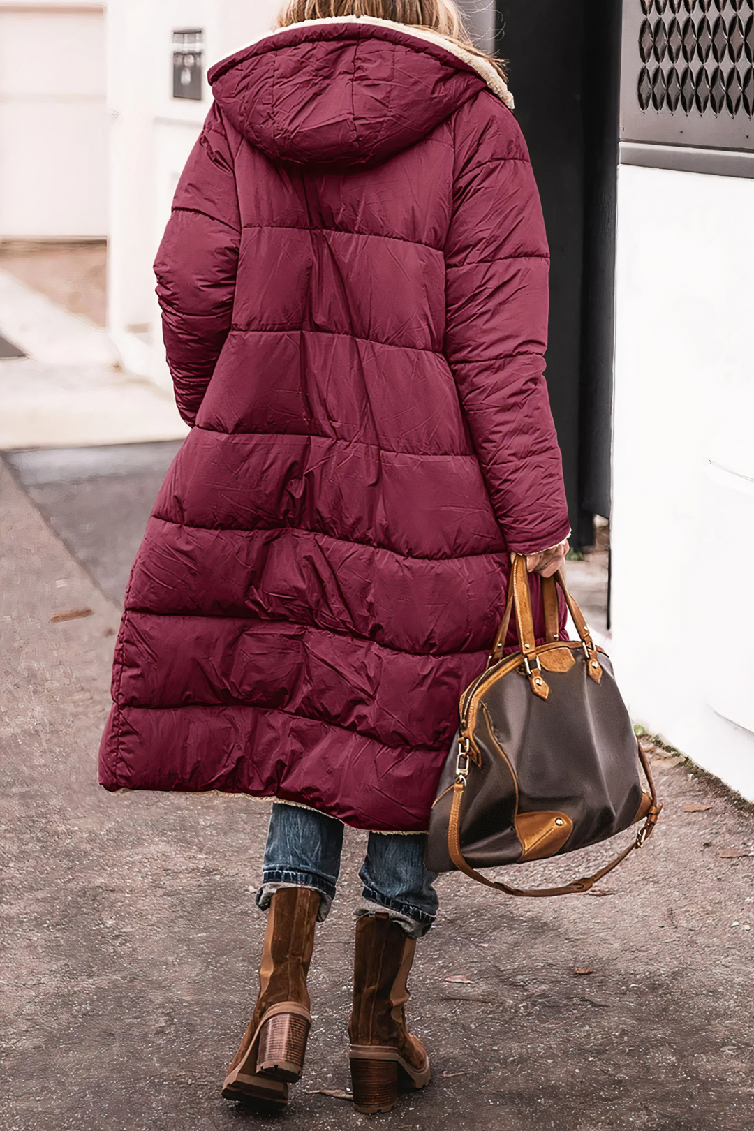 Damen Lange Kapuzenjacke mit Puffer | Warme