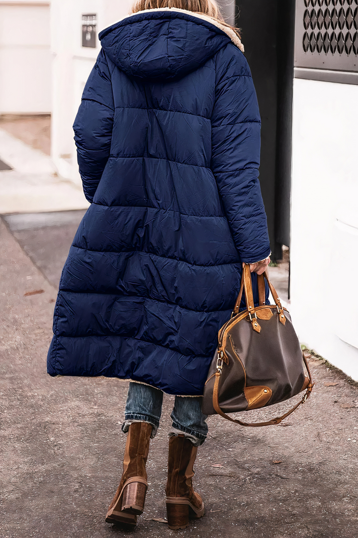 Damen Lange Kapuzenjacke mit Puffer | Warme