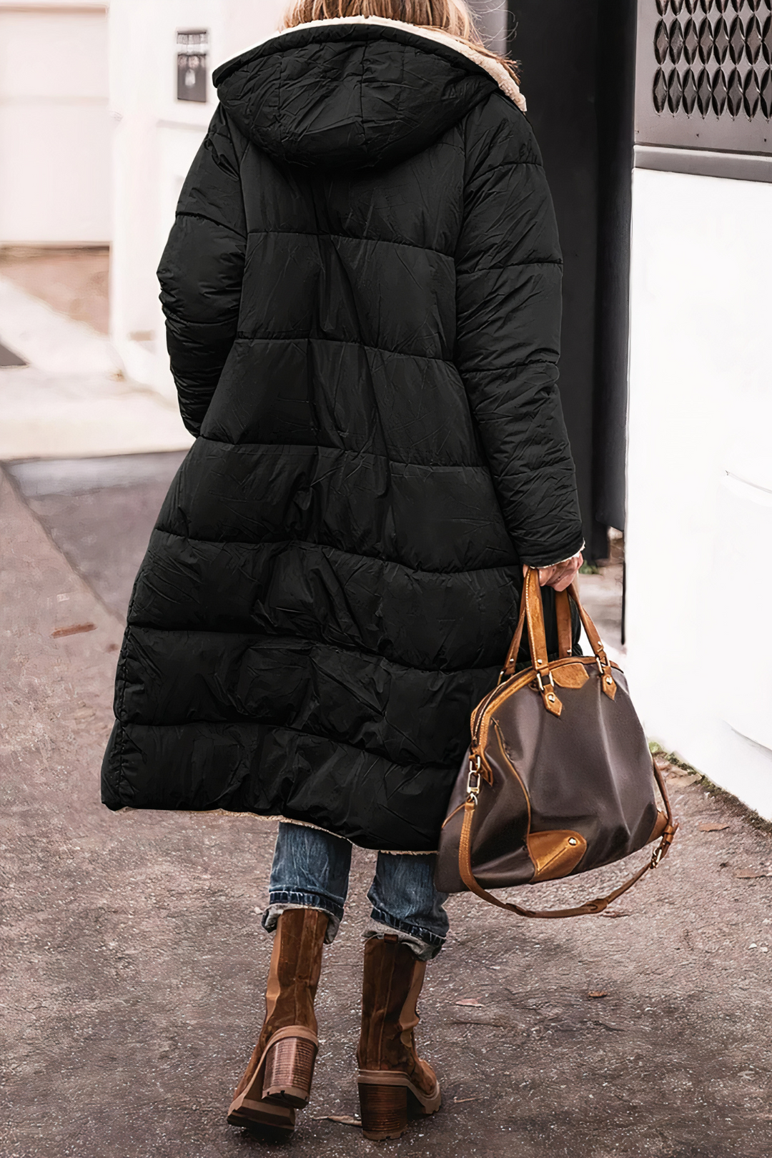 Damen Lange Kapuzenjacke mit Puffer | Warme