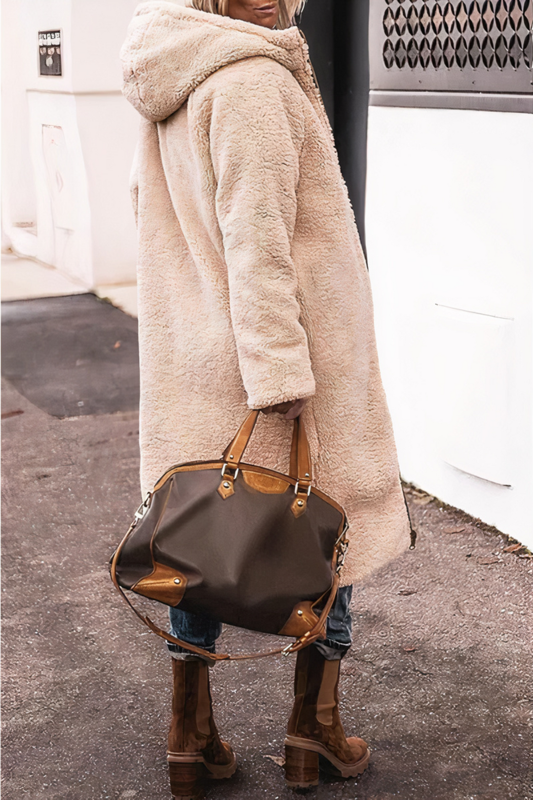 Damen Lange Kapuzenjacke mit Puffer | Warme