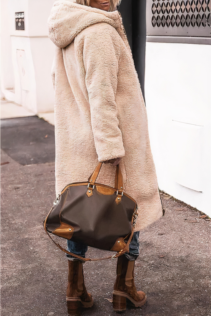 Damen Lange Kapuzenjacke mit Puffer | Warme