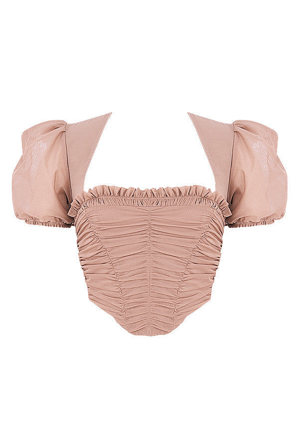 Damen Elegantes Korsett Oberteil Mit Puffärmeln | Rosa