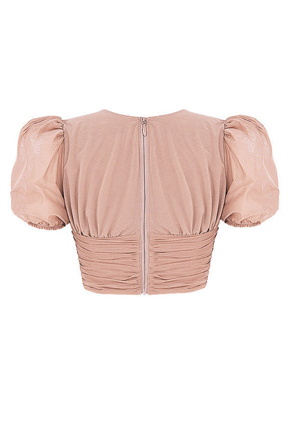 Damen Elegantes Korsett Oberteil Mit Puffärmeln | Rosa