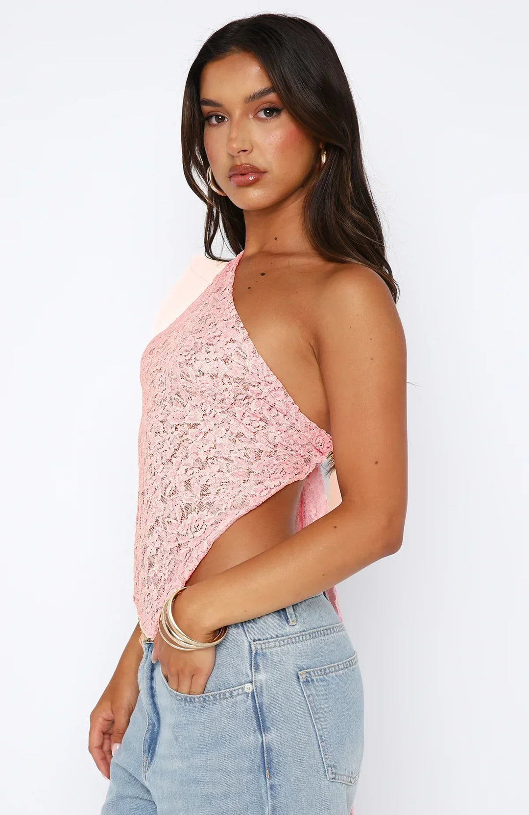 Damen Spitzen-Asymmetrisches Top Mit Einer Schulter | Sommer