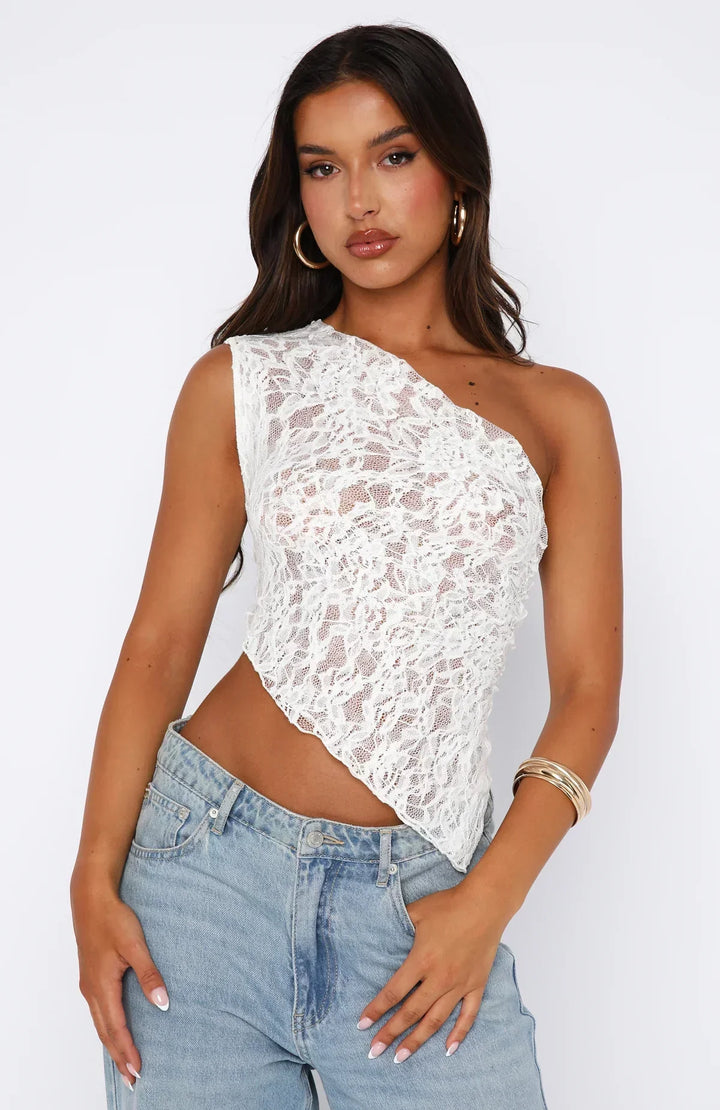 Damen Spitzen-Asymmetrisches Top Mit Einer Schulter | Sommer
