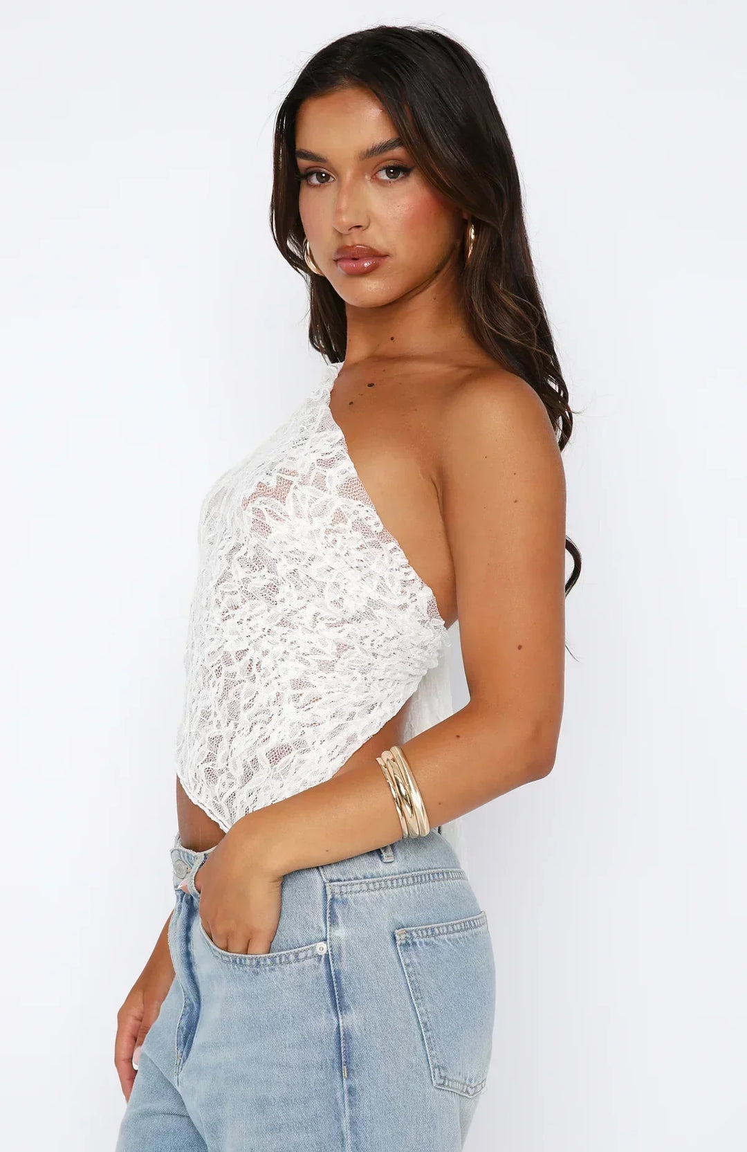 Damen Spitzen-Asymmetrisches Top Mit Einer Schulter | Sommer