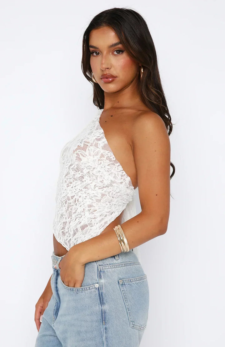 Damen Spitzen-Asymmetrisches Top Mit Einer Schulter | Sommer