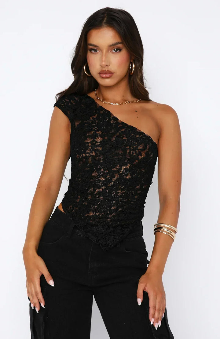 Damen Spitzen-Asymmetrisches Top Mit Einer Schulter | Sommer