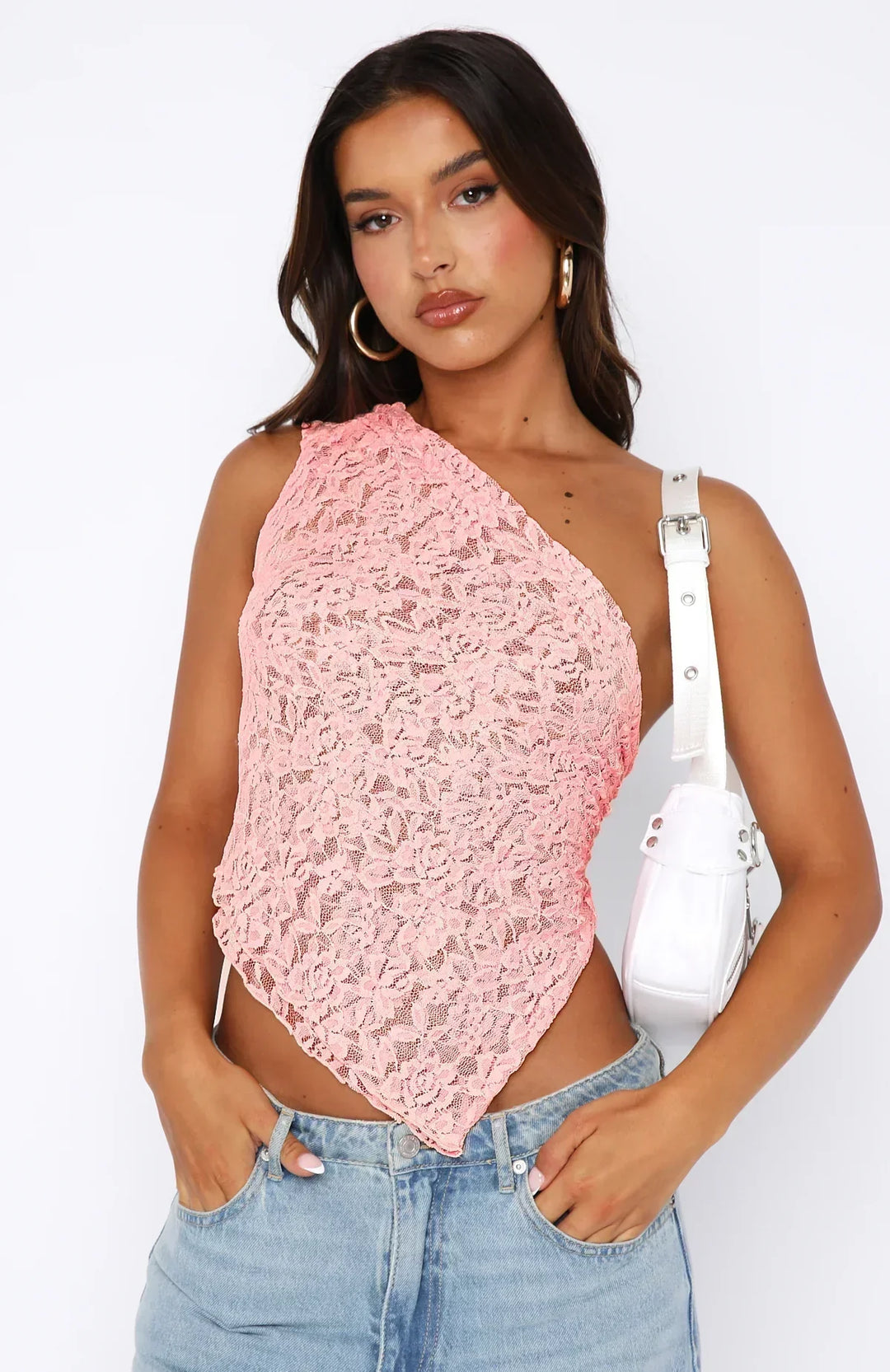 Damen Spitzen-Asymmetrisches Top Mit Einer Schulter | Sommer