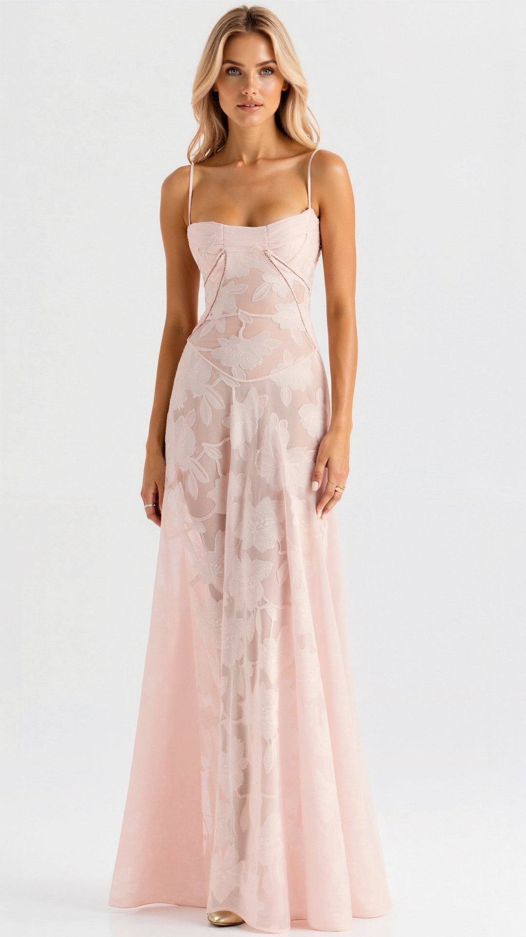 Damen Floral Ärmellos Brautkleid | Maxi