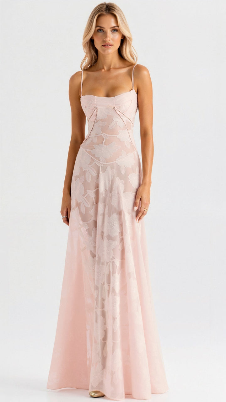 Damen Floral Ärmellos Brautkleid | Maxi