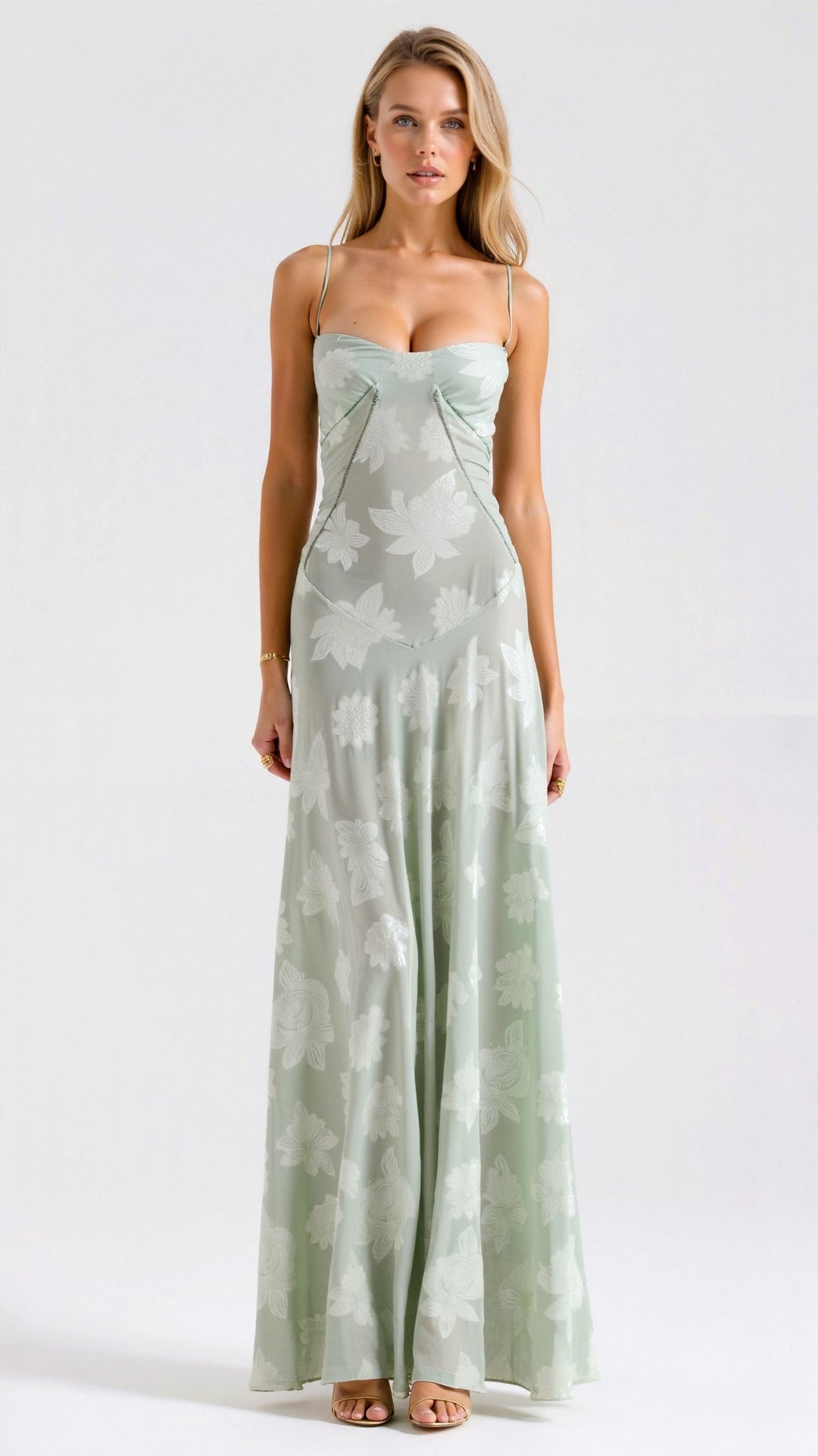 Damen Floral Ärmellos Brautkleid | Maxi