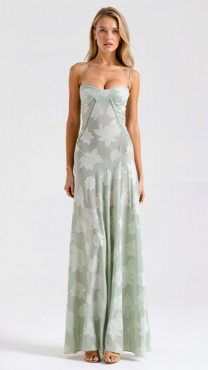 Damen Floral Ärmellos Brautkleid | Maxi