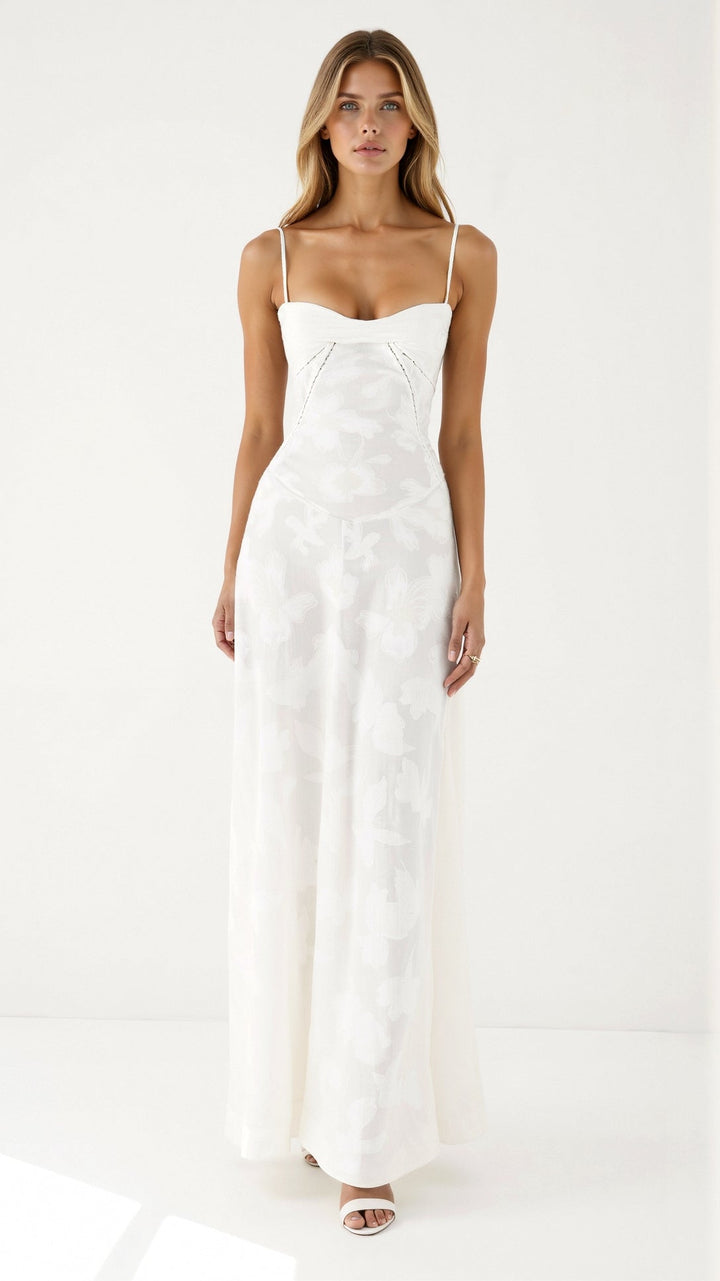 Damen Floral Ärmellos Brautkleid | Maxi