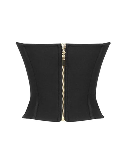 Elegantes Damen-Korsett-Top Aus Samt | Schwarz