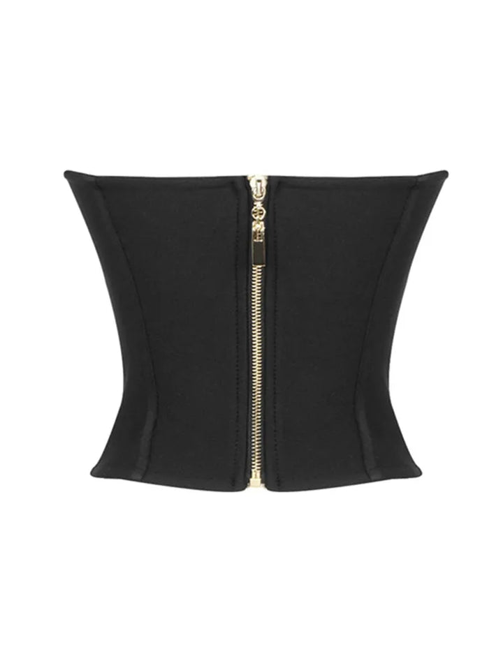 Elegantes Damen-Korsett-Top Aus Samt | Schwarz