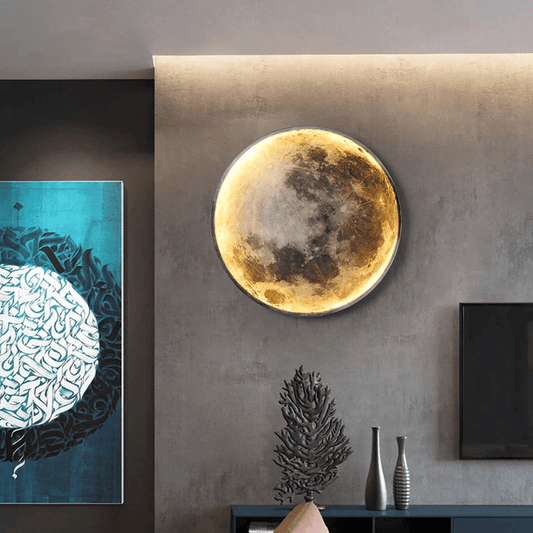 LunaLight Wandleuchte mit beeindruckendem Mondschein-Effekt für Schlafzimmer.