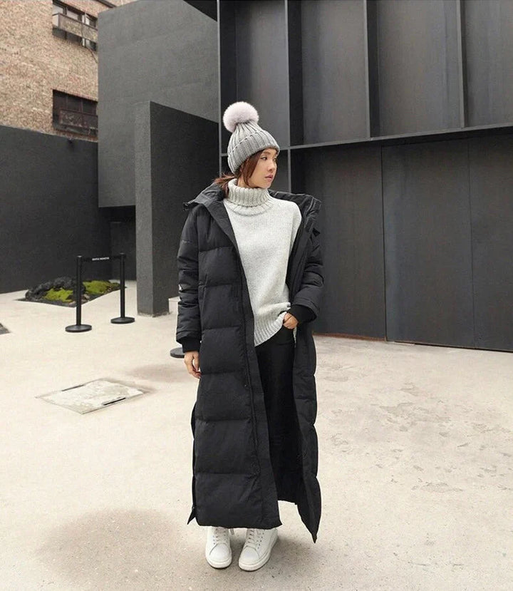 Damen Lang Winterjacke | Mit Kapuze