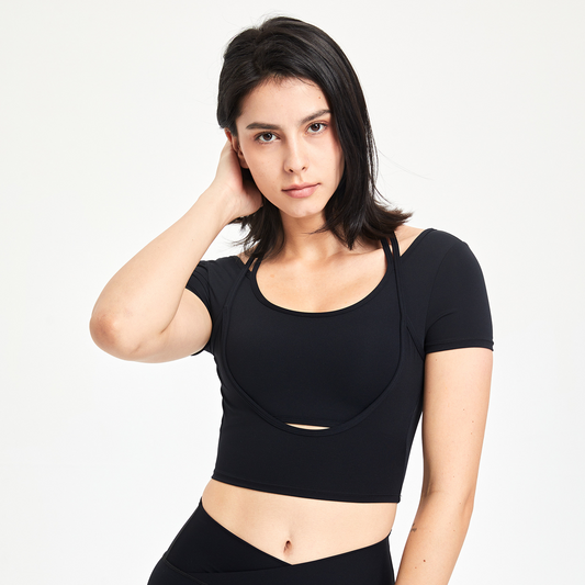 Damen Sport Cropped Top | Kurzarm