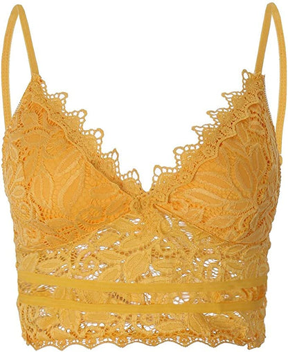 Damen Spitzen Bralette Crop Top | V-Ausschnitt