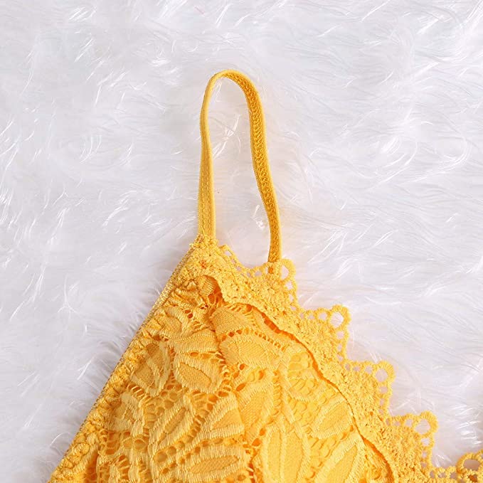 Damen Spitzen Bralette Crop Top | V-Ausschnitt
