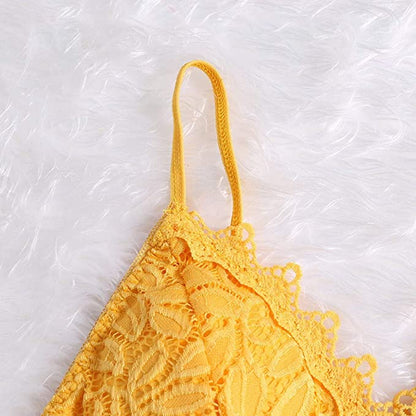 Damen Spitzen Bralette Crop Top | V-Ausschnitt