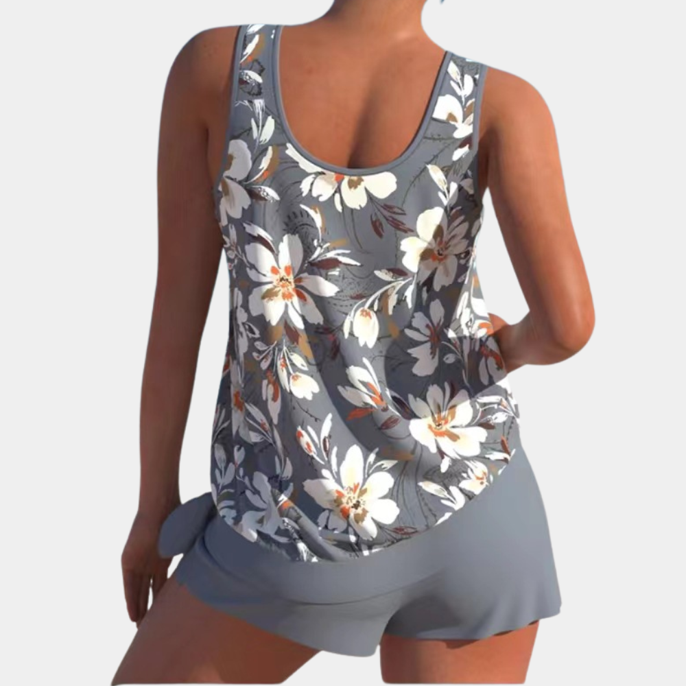 Damen Tankini-Set mit floralem Muster und lockerer Passform.