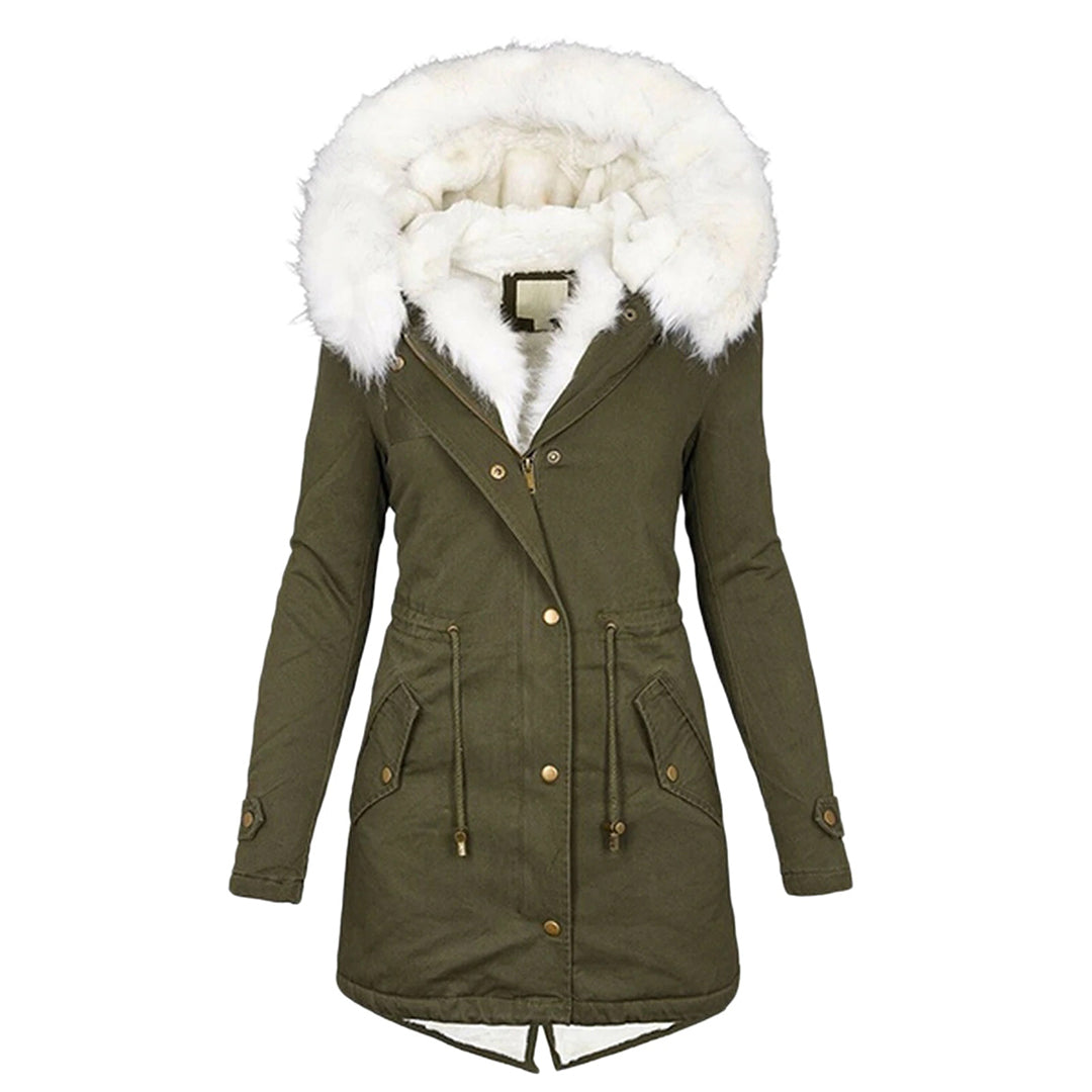 Damen Winter Mit Kapuze Jacke | Schaltfläche Einzelheiten
