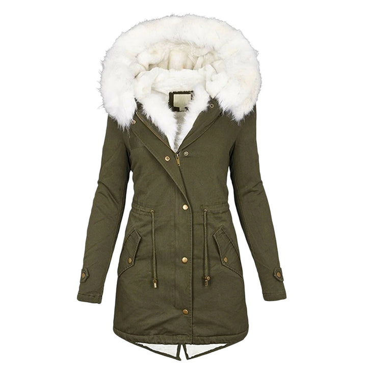 Damen Winter Mit Kapuze Jacke | Schaltfläche Einzelheiten