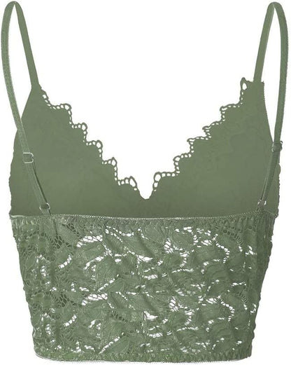 Damen Spitzen Bralette Crop Top | V-Ausschnitt