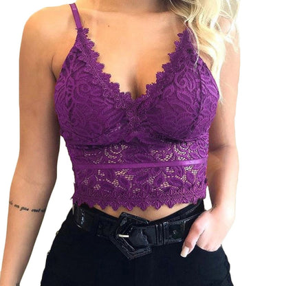Damen Spitzen Bralette Crop Top | V-Ausschnitt