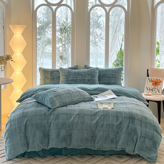 Stilvoller Komfort Für Ihr Schlafzimmer Luxu Bettwäsche-Set verleiht dem Raum ein elegantes und gemütliches Ambiente.