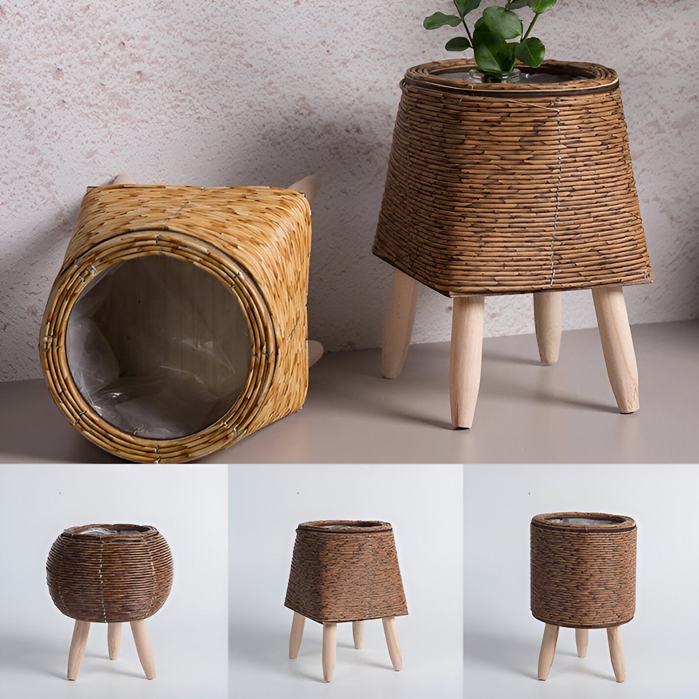 EcoChic Pflanzgefäße - Handgefertigt mit Holzbeinen, setzen Pflanzen in Szene und betonen deren Schönheit.
