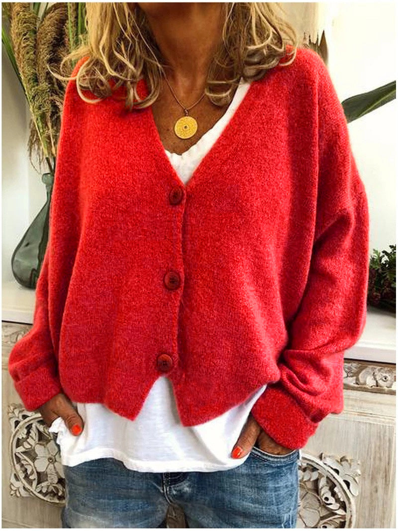 Damen Gemütliche Strickjacke | V-Ausschnitt