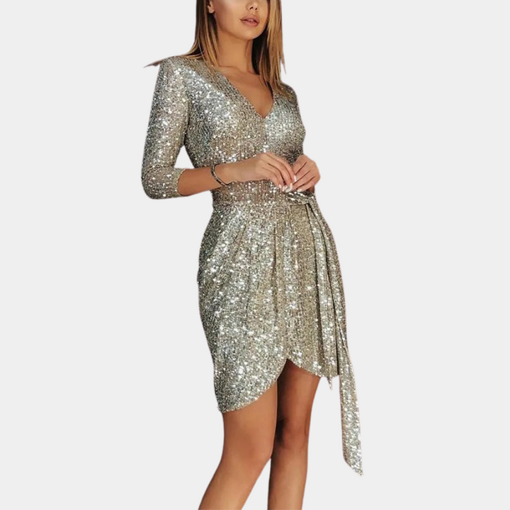 Damen Glitzer Paillettenkleid | Mini