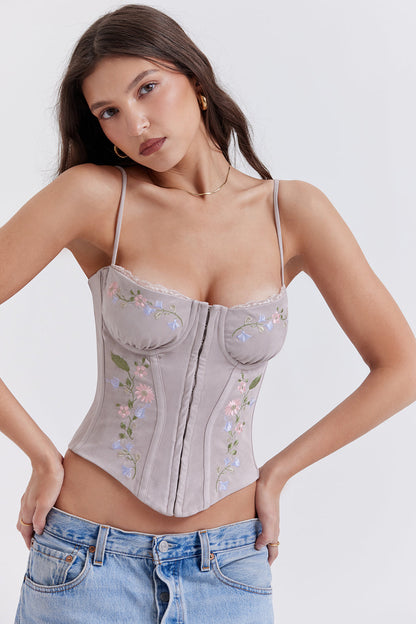 Damen Elegant Besticktes Korsett | Lavendel