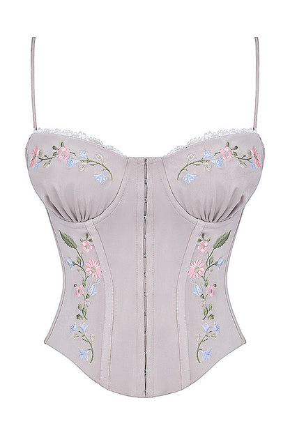 Damen Elegant Besticktes Korsett | Lavendel