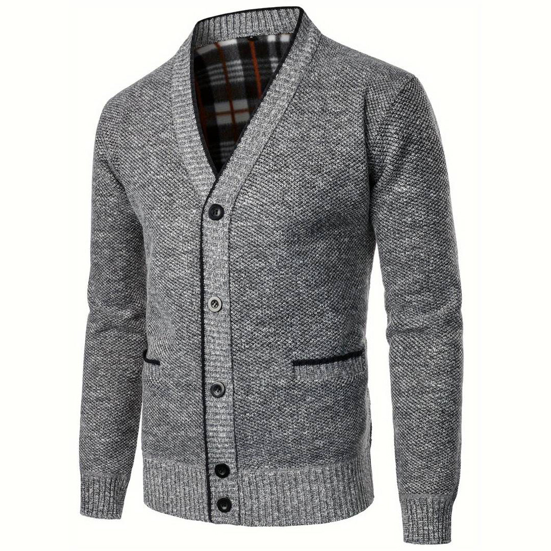 Herren Cardigan Mit Kariert Futter | V-Ausschnitt