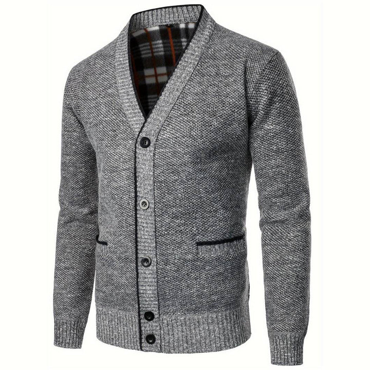 Herren Cardigan Mit Kariert Futter | V-Ausschnitt